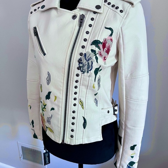 Blank NYC White Leather Jacket with Floral Embroidery (XS) NWT - Picture 4 of 9